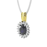 By Request 9ct Yellow and White Gold Sapphire and Diamond Cluster Pendant