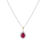 By Request 18ct Yellow and White Gold Ruby and Diamond Cluster Pendant