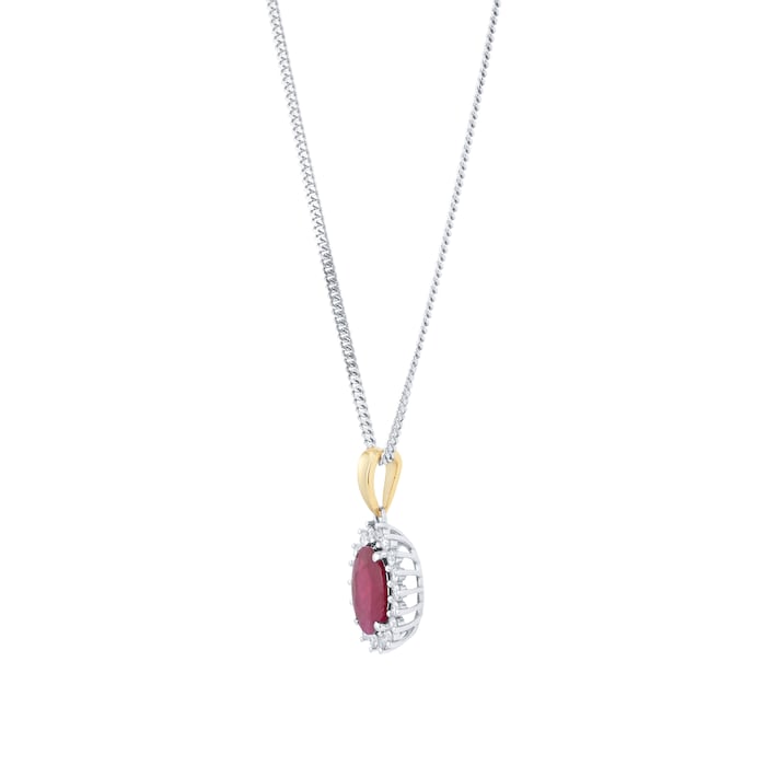 By Request 18ct Yellow and White Gold Ruby and Diamond Cluster Pendant