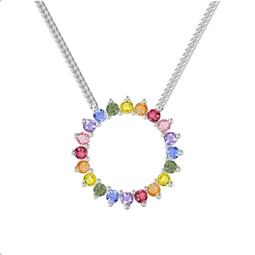 By Request 18ct White Gold Rainbow Sapphire Pendant