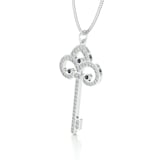 By Request 9ct White Gold Fleur De Lis Diamond & Sapphire Key Pendant