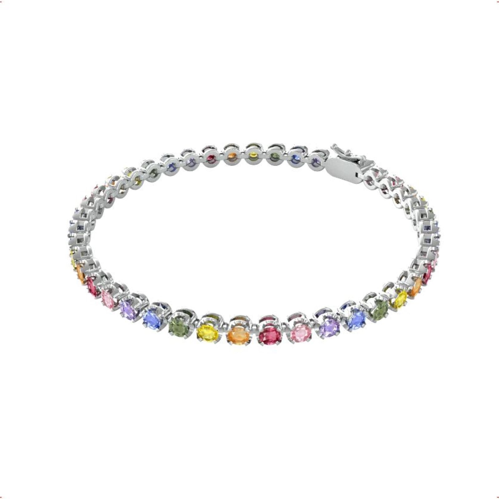 18ct White Gold Rainbow Sapphire Bracelet