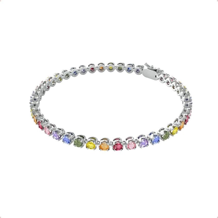 By Request 18ct White Gold Rainbow Sapphire Bracelet