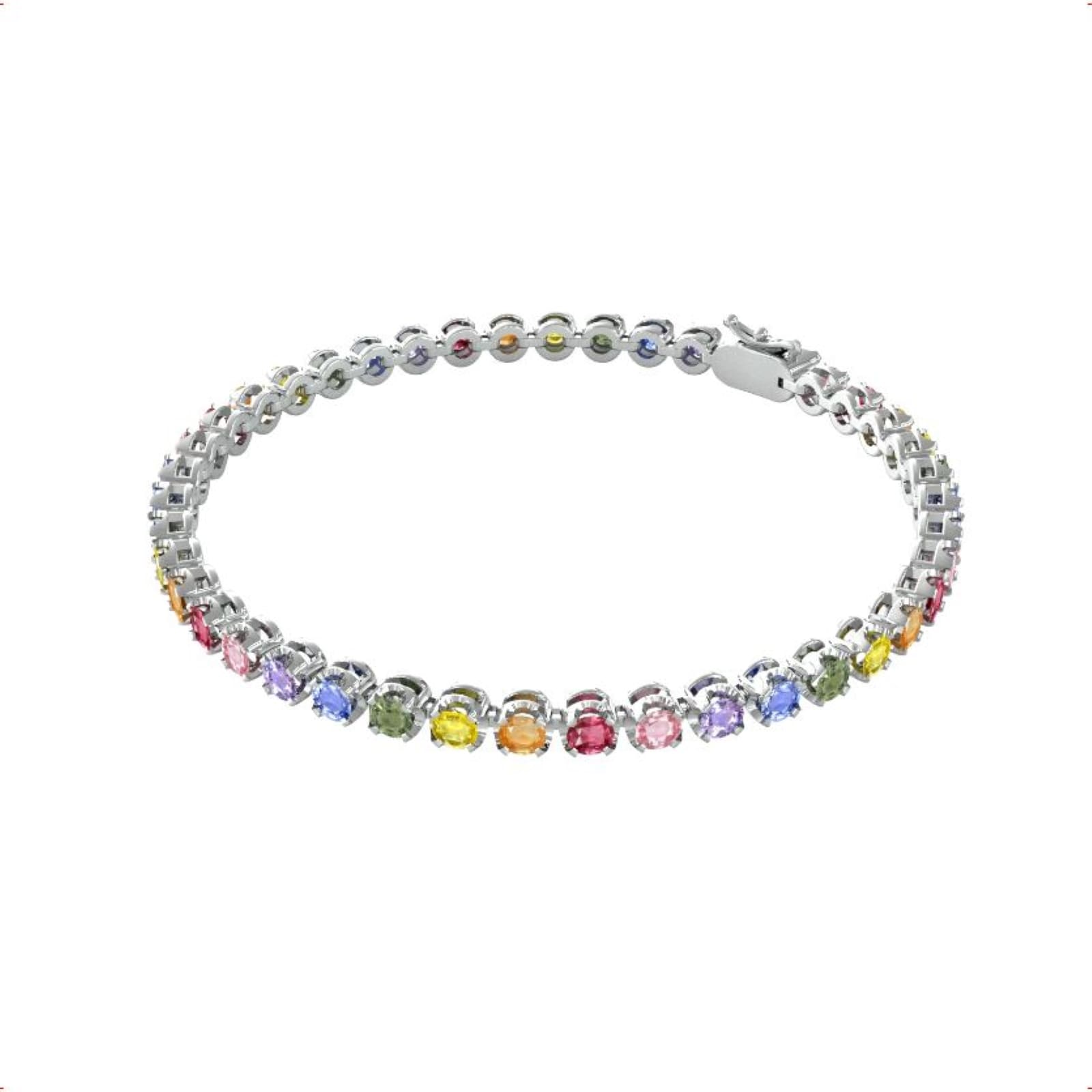 By Request 18ct White Gold Rainbow Sapphire Bracelet