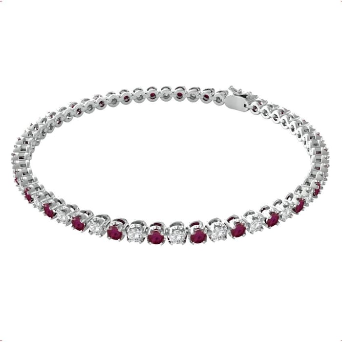 By Request 9ct White Gold Ruby & Diamond 2.38cttw Line Bracelet