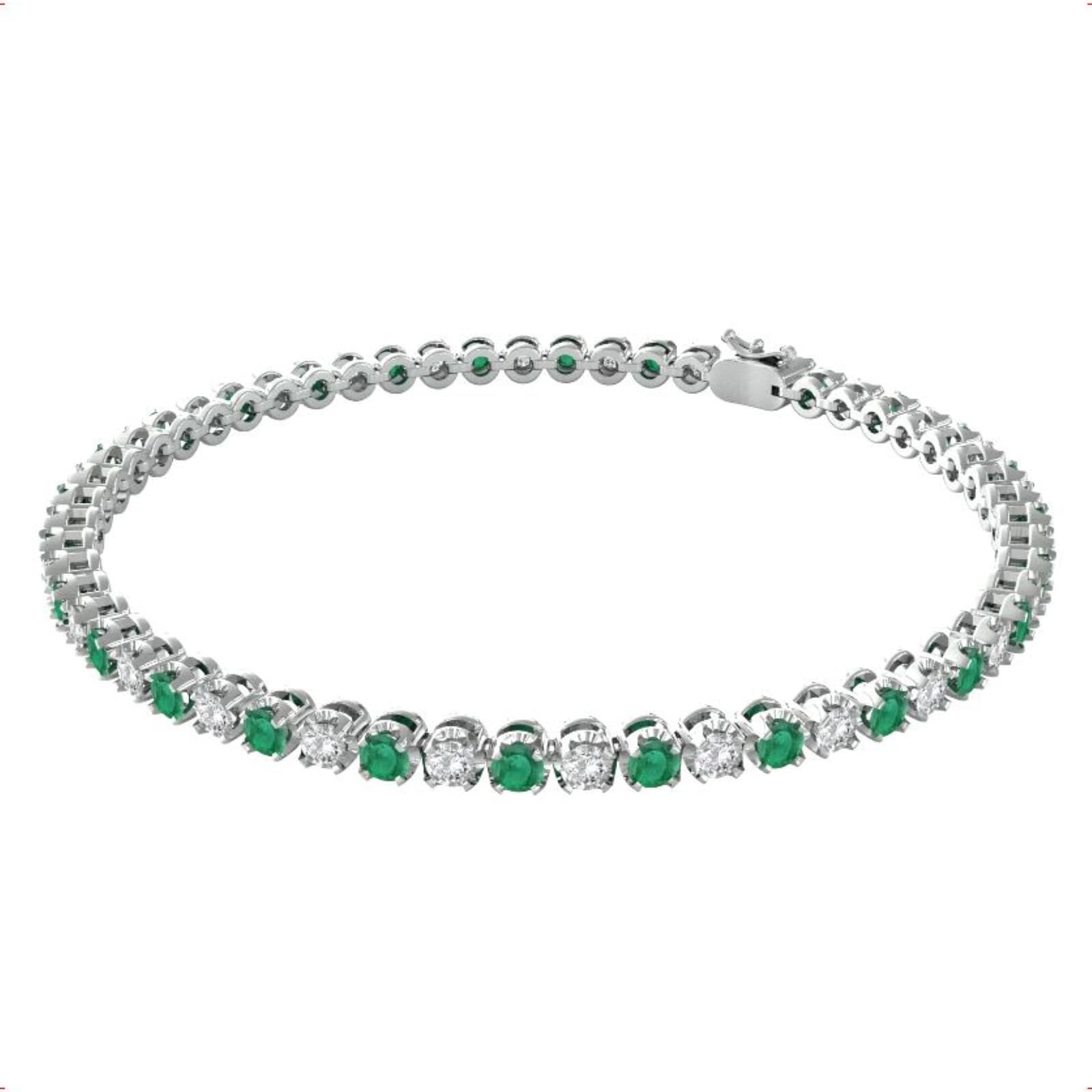 18ct White Gold Emerald & Diamond 2.38cttw Line Bracelet
