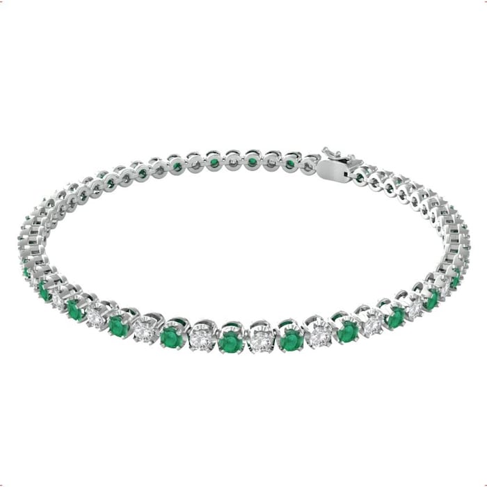 By Request 18ct White Gold Emerald & Diamond 2.38cttw Line Bracelet