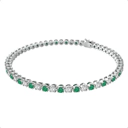 37893115 - 18ct White Gold Emerald & Diamond 2.38cttw Line Bracelet