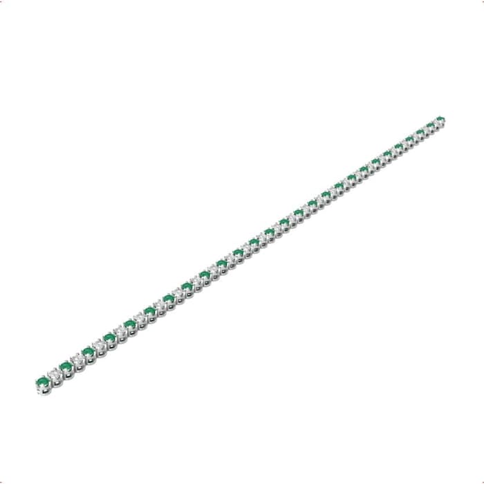 By Request 18ct White Gold Emerald & Diamond 2.38cttw Line Bracelet