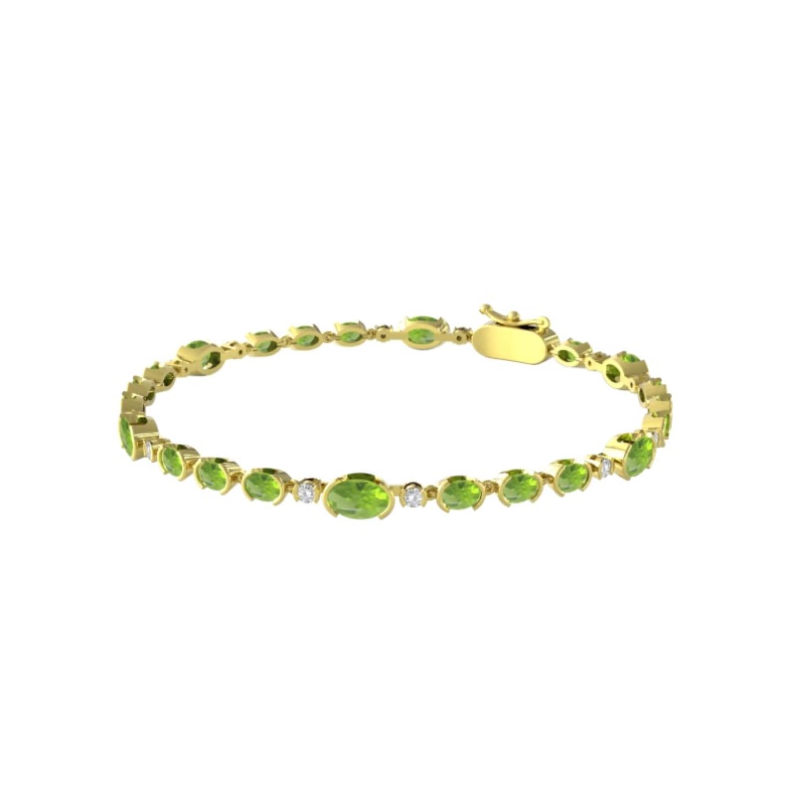 By Request 9ct Yellow Gold Peridot & Diamond 0.36cttw Bracelet By Request 9ct Yellow Gold Peridot & Diamond 0.36cttw Bracelet