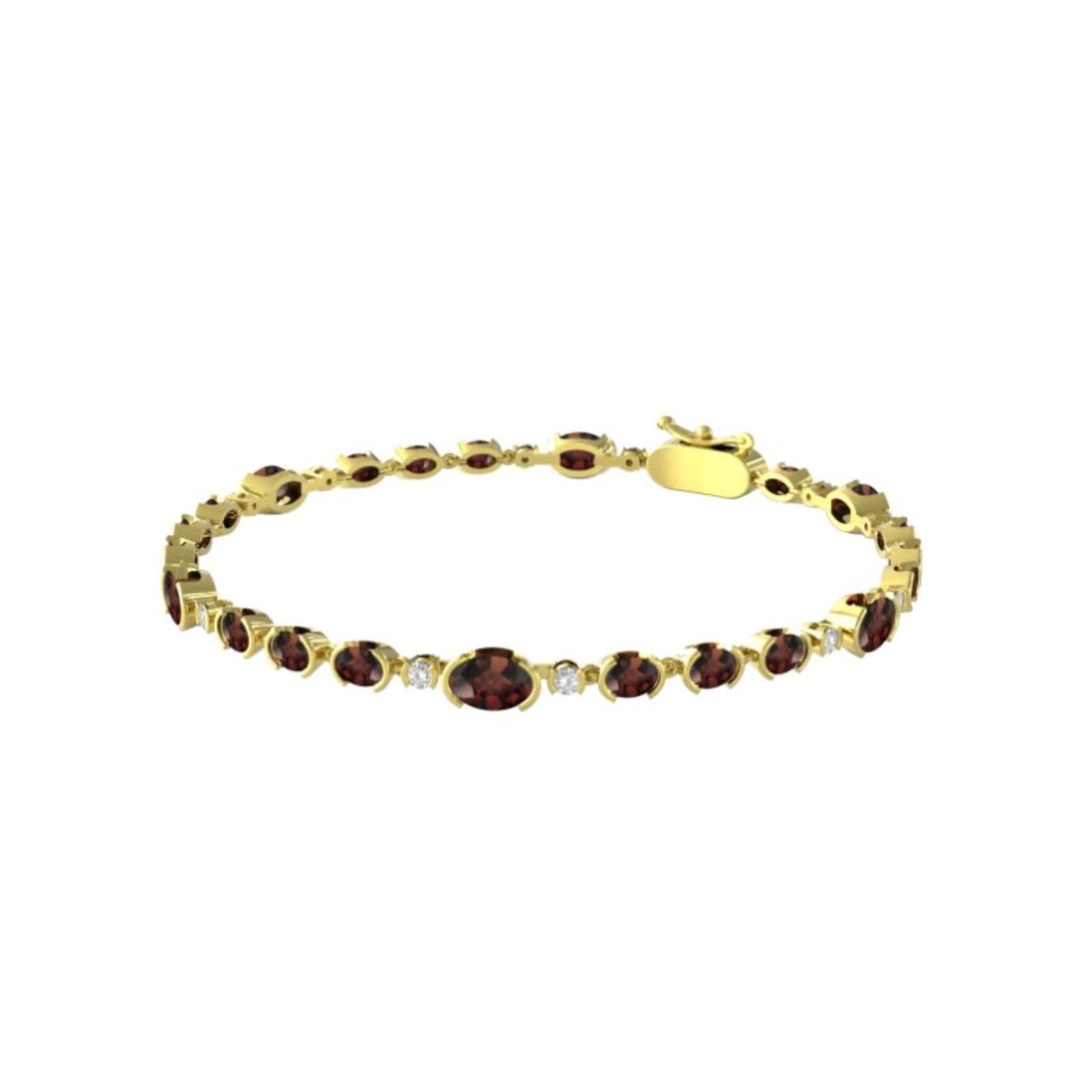 By Request 9ct Yellow Gold Garnet & Diamond 0.36cttw Bracelet