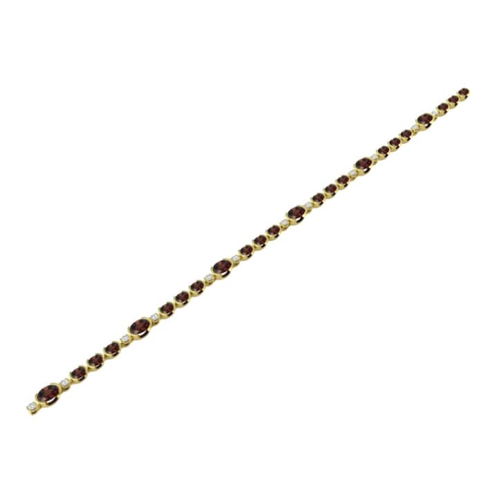 By Request 9ct Yellow Gold Garnet & Diamond 0.36cttw Bracelet