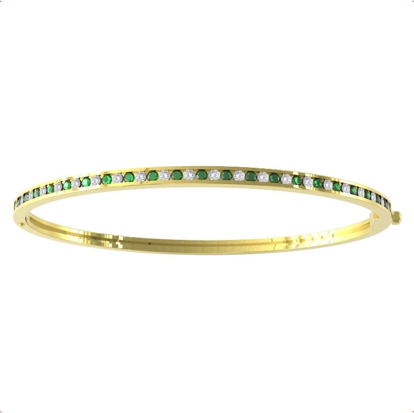 By Request 9ct Yellow Gold Emerald and Diamond 0.55cttw Bangle