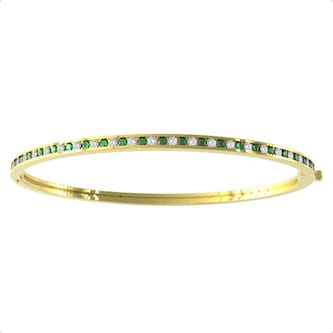 By Request 9ct Yellow Gold Emerald and Diamond 0.55cttw Bangle