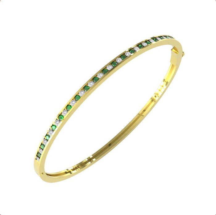 By Request 9ct Yellow Gold Emerald and Diamond 0.55cttw Bangle