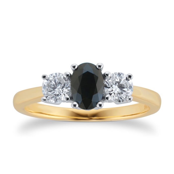 By Request 18ct Yellow And White Gold 3 Stone Sapphire & Diamond Ring