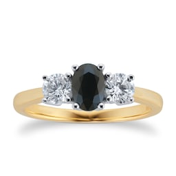 37893132 - 18ct Yellow And White Gold 3 Stone Sapphire & Diamond Ring