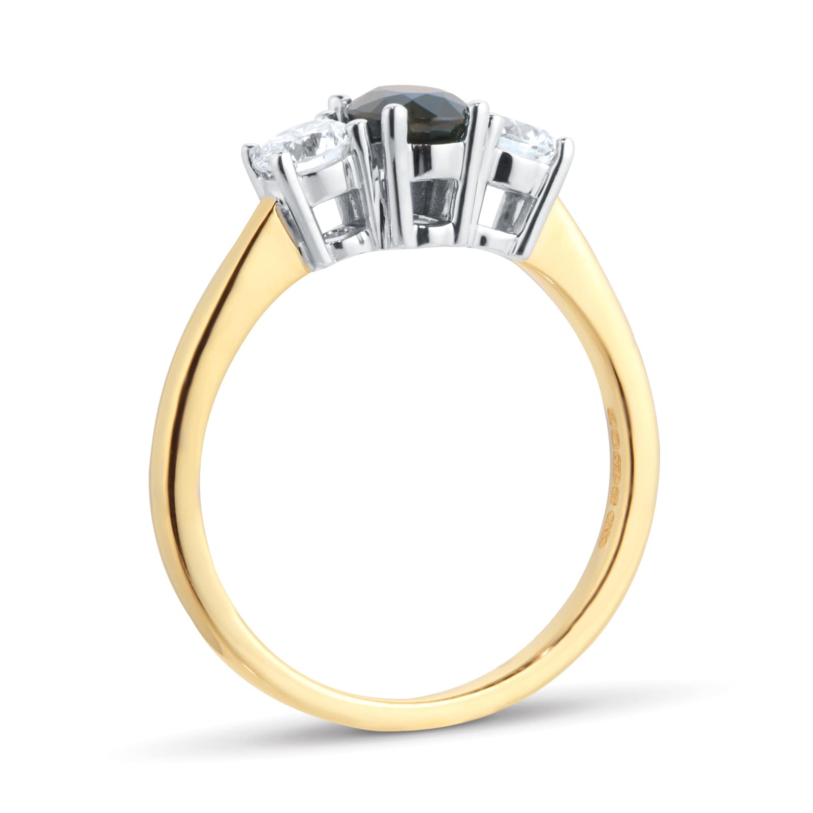 By Request 18ct Yellow And White Gold 3 Stone Sapphire & Diamond Ring