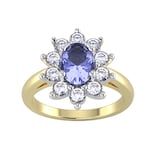 By Request 18ct Yellow and White Gold Tanzanite & Diamond Cluster Ring