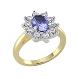 By Request 18ct Yellow and White Gold Tanzanite & Diamond Cluster Ring