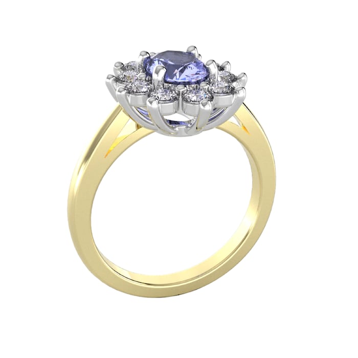 By Request 18ct Yellow and White Gold Tanzanite & Diamond Cluster Ring