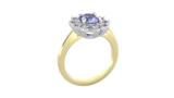 By Request 18ct Yellow and White Gold Tanzanite & Diamond Cluster Ring - Ring Size U.5