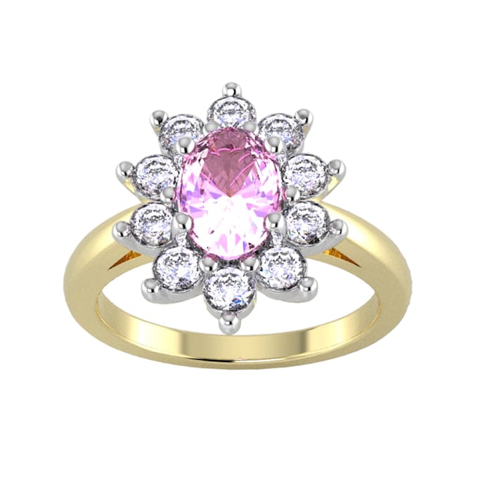 By Request 18ct Yellow and White Gold Pink Sapphire & Diamond Cluster Ring