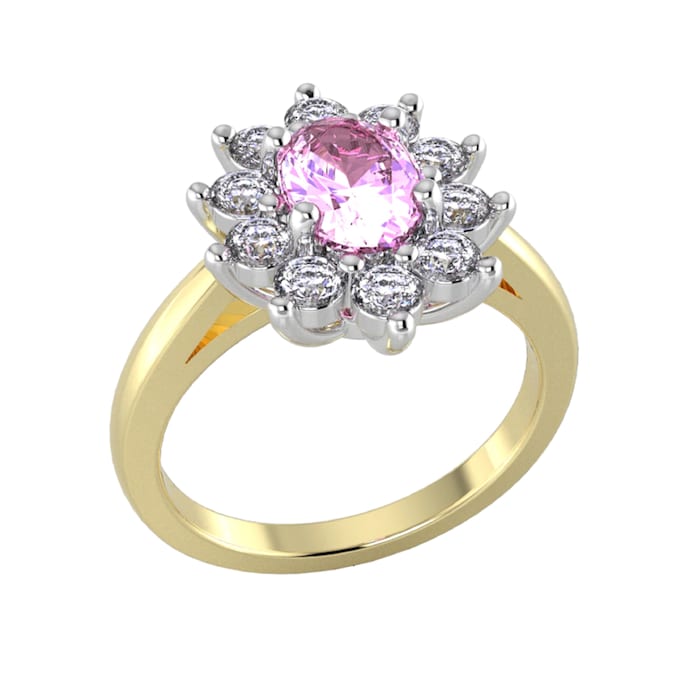 By Request 18ct Yellow and White Gold Pink Sapphire & Diamond Cluster Ring