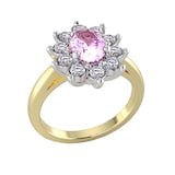 By Request 18ct Yellow and White Gold Pink Sapphire & Diamond Cluster Ring