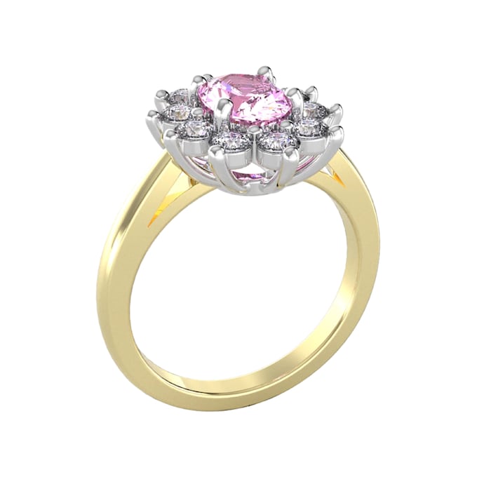 By Request 18ct Yellow and White Gold Pink Sapphire & Diamond Cluster Ring