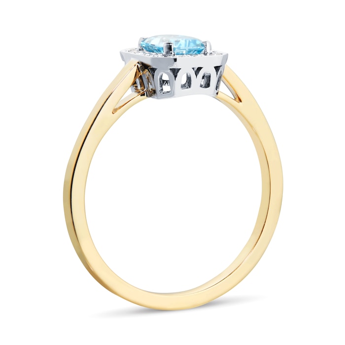 By Request 9ct Yellow and White Gold Blue Topaz & Diamond Cluster Ring