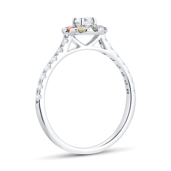 By Request 9ct White Gold Diamond & Rainbow Sapphire Halo Ring