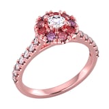 By Request 9ct Rose Gold Diamond & Red, Pink, Purple Sapphire Halo Ring