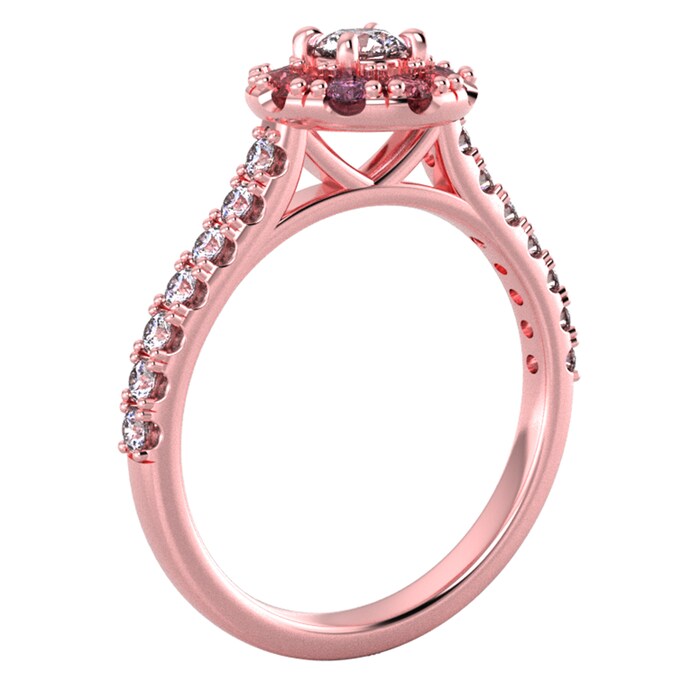 By Request 9ct Rose Gold Diamond & Red, Pink, Purple Sapphire Halo Ring