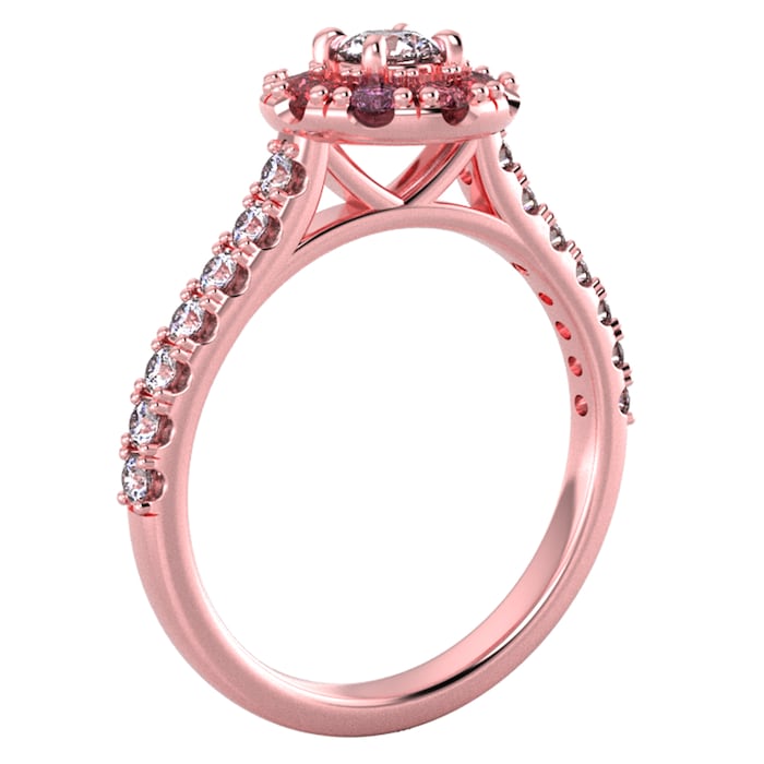 By Request 18ct Rose Gold Diamond & Red, Pink, Purple Sapphire Halo Ring