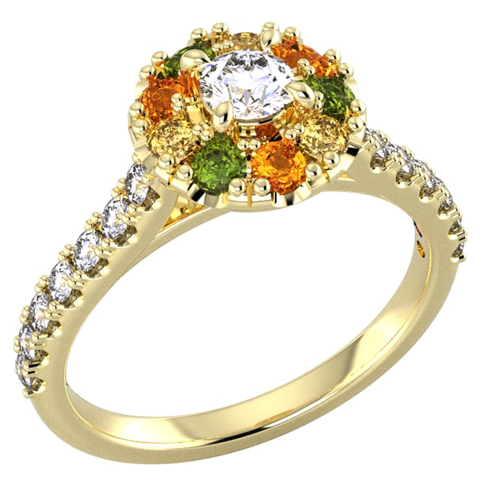 By Request 9ct Yellow Gold Diamond & Yellow - Ring Size E