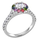 By Request 9ct White Gold  Diamond & Rainbow Sapphire Halo Ring