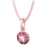 By Request 18ct Rose Gold Diamond & Pink, Red, Purple Sapphire Halo Pendant & Chain