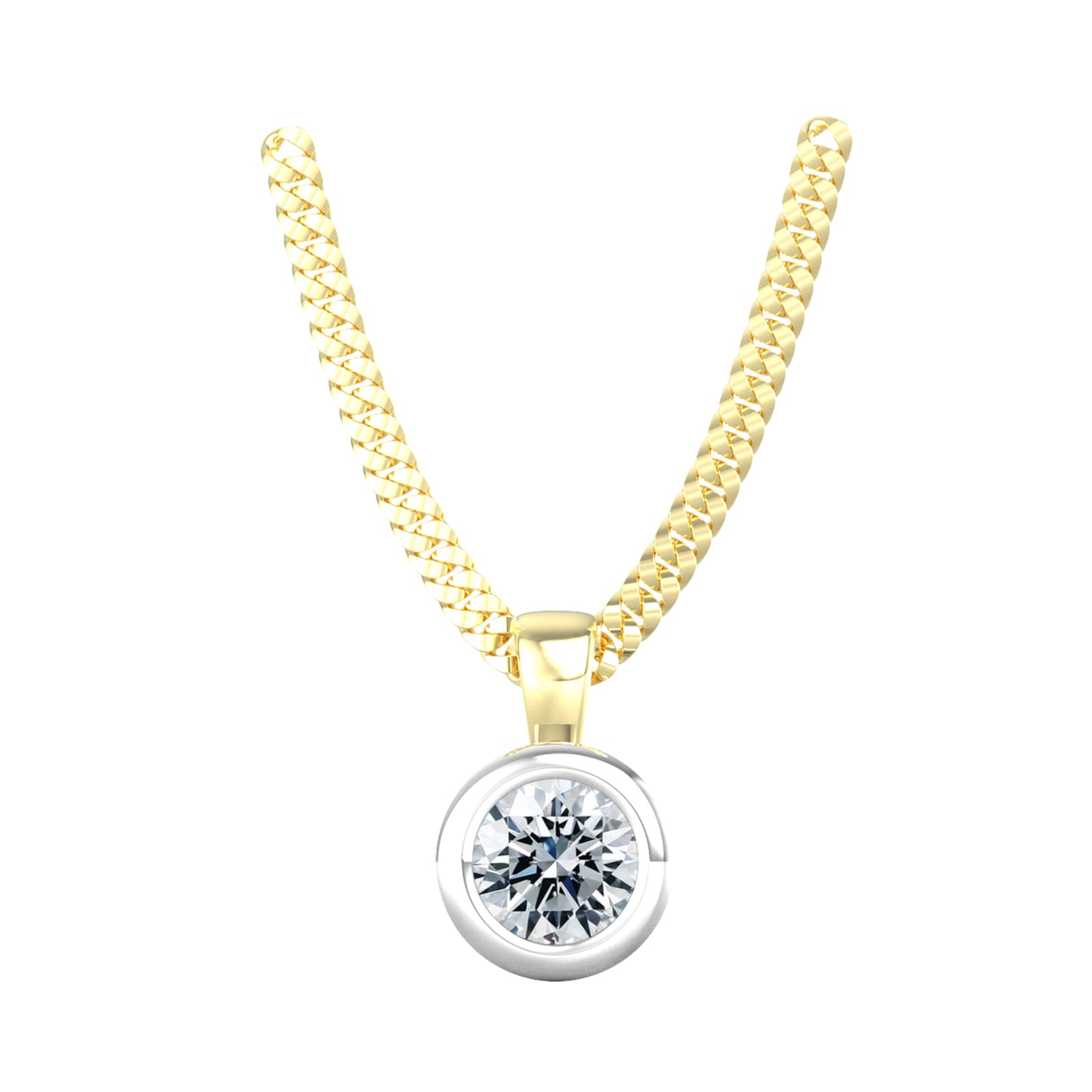 By Request 9ct White & Yellow Gold 0.25ct Diamond Solitaire Pendant & Chain By Request 9ct White & Yellow Gold 0.25ct Diamond Solitaire Pendant & Chain