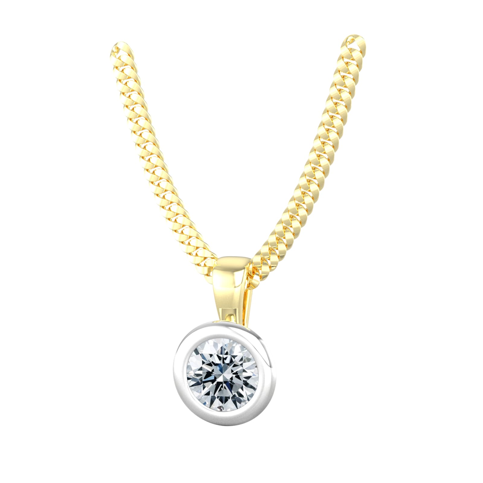 By Request 9ct White & Yellow Gold 0.25ct Diamond Solitaire Pendant & Chain By Request 9ct White & Yellow Gold 0.25ct Diamond Solitaire Pendant & Chain