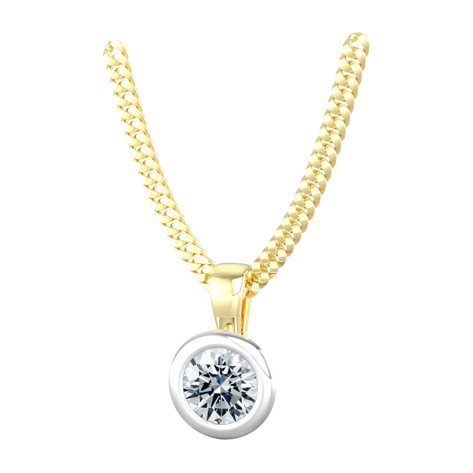 By Request 18ct White & Yellow Gold 0.25ct Diamond Solitaire Pendant & Chain By Request 18ct White & Yellow Gold 0.25ct Diamond Solitaire Pendant & Chain