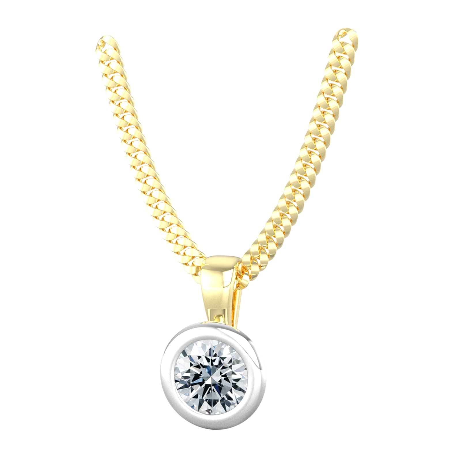 By Request 18ct White & Yellow Gold 0.33ct Diamond Solitaire Pendant & Chain