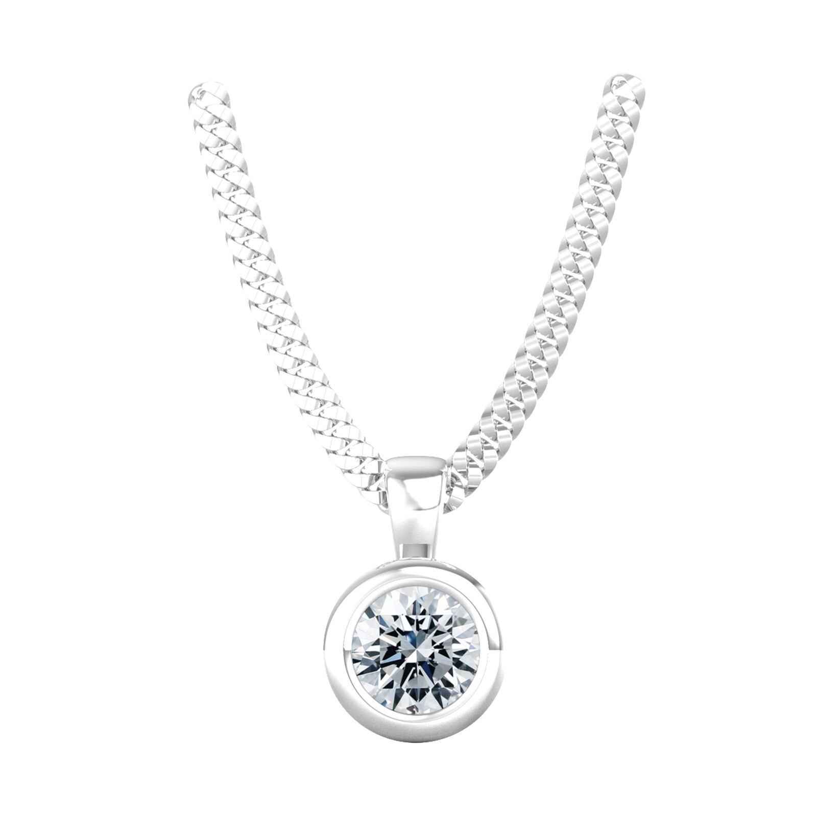 18ct White Gold 0.25ct Diamond Solitaire Pendant & Chain