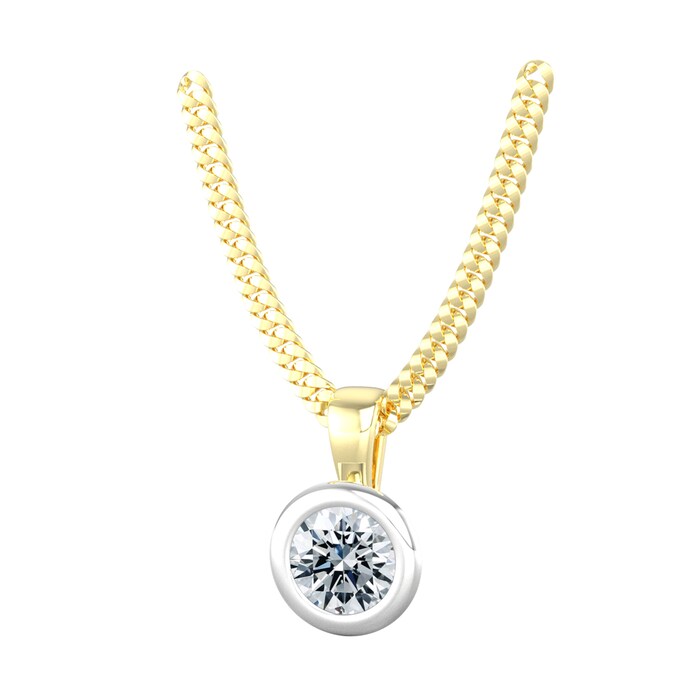 By Request 18ct White & Yellow Gold 0.25ct Diamond Solitaire Pendant & Chain