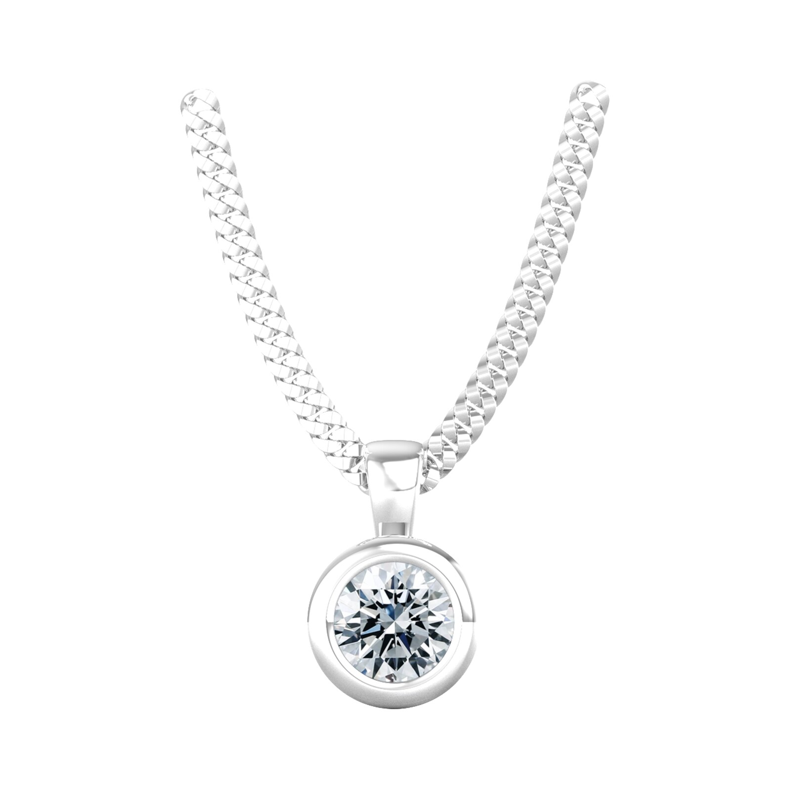9ct White Gold 0.33ct Diamond Solitaire Pendant & Chain