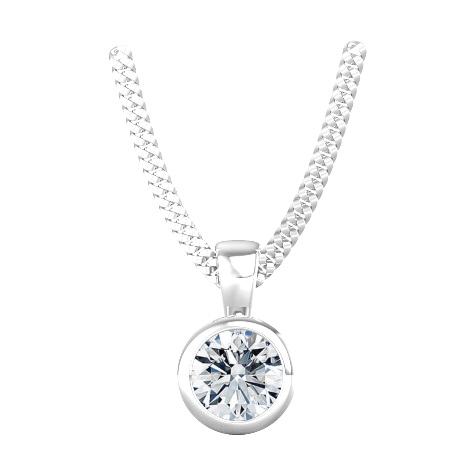9ct White Gold 0.40ct Diamond Solitaire Pendant & Chain