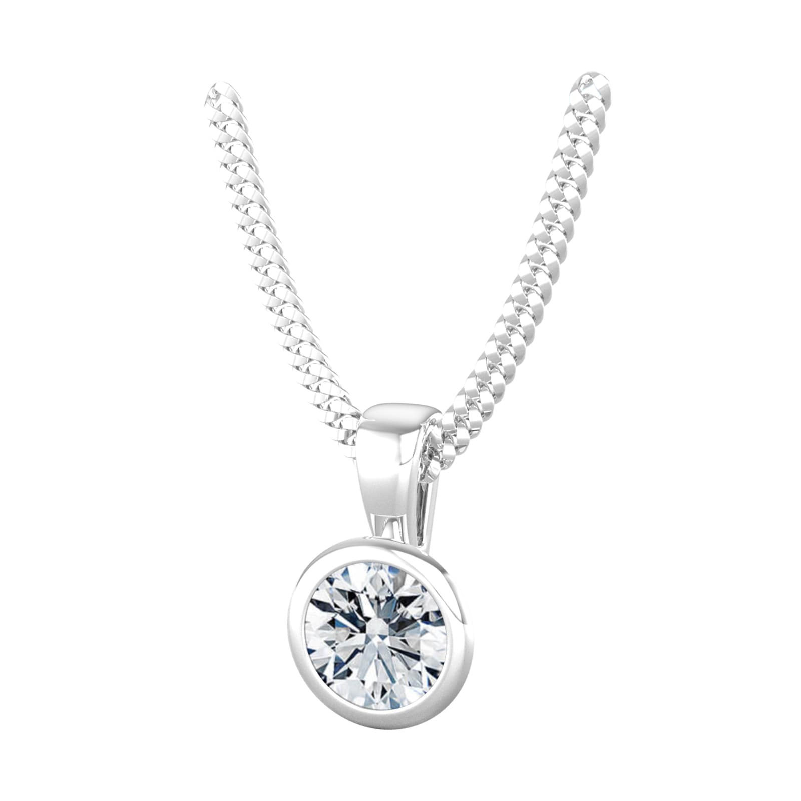 By Request 9ct White Gold 0.50ct Diamond Solitaire Pendant & Chain
