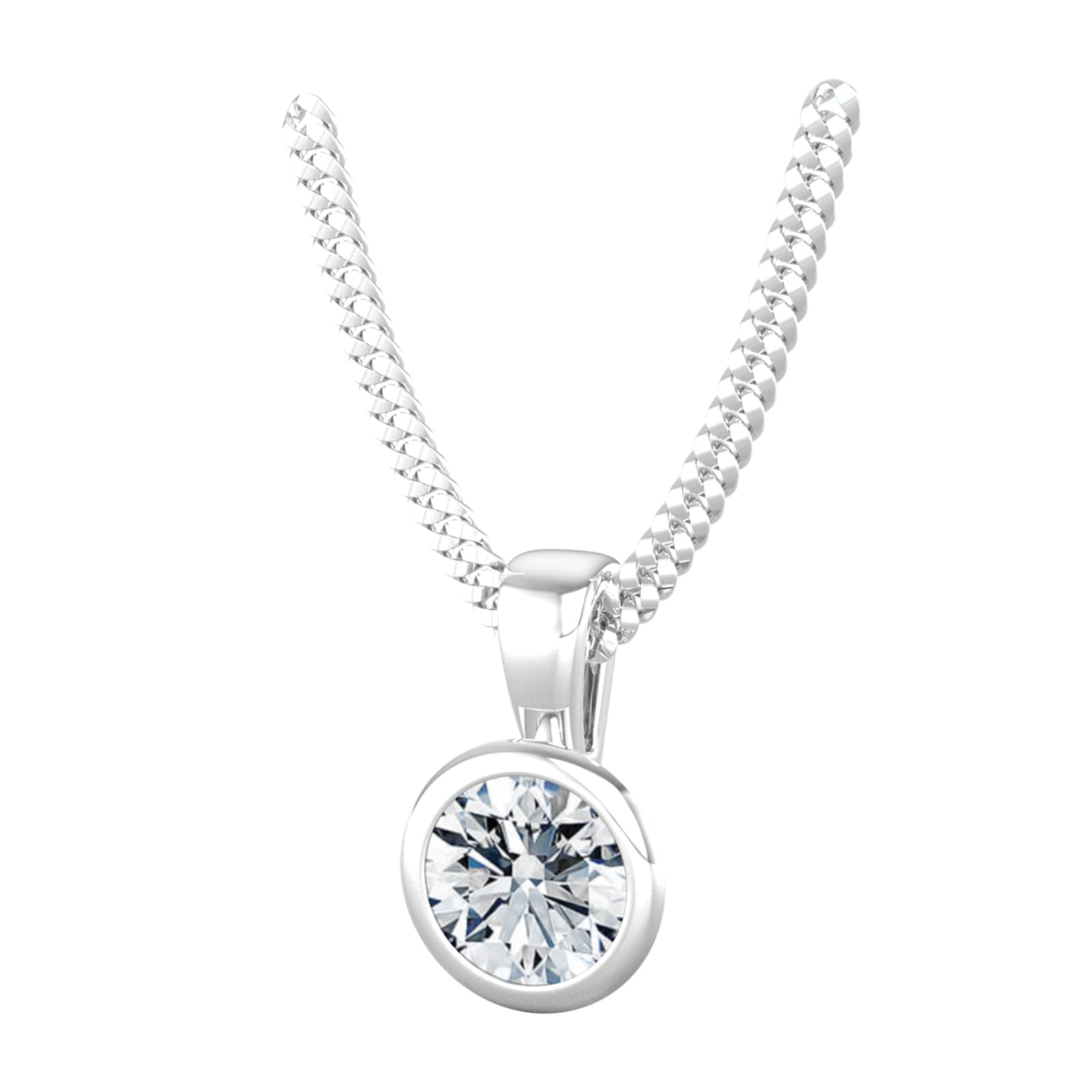 By Request 18ct White Gold 0.50ct Diamond Solitaire Pendant & Chain