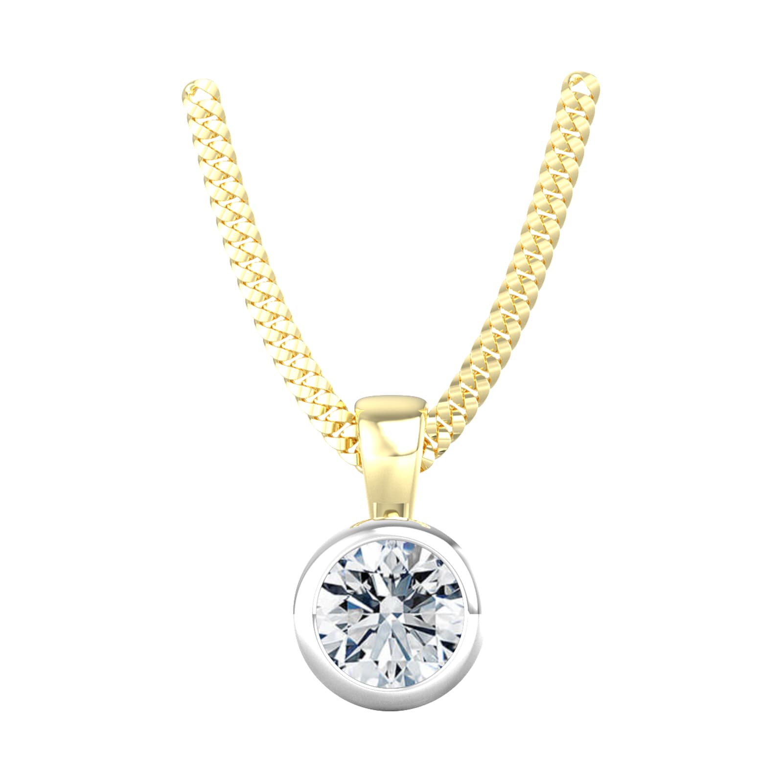 By Request 9ct White & Yellow Gold 0.50ct Diamond Solitaire Pendant & Chain