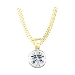 37893275 - 9ct White & Yellow Gold 0.50ct Diamond Solitaire Pendant & Chain